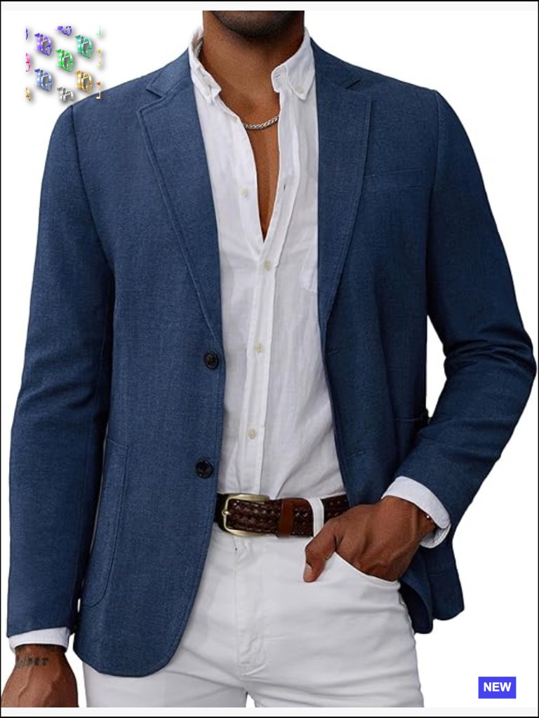 Classic Slim Fit Denim Blazer Sport Coat Lightweight Polyester Viscose Business